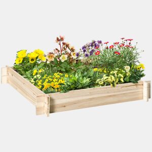 Outsunny Caixa de Plantio de Madeira Quadrada de Chão Horta Vertical para Cultivos de Plantas Flores Ervas Terraço 100x100x16cm Madeira Natural