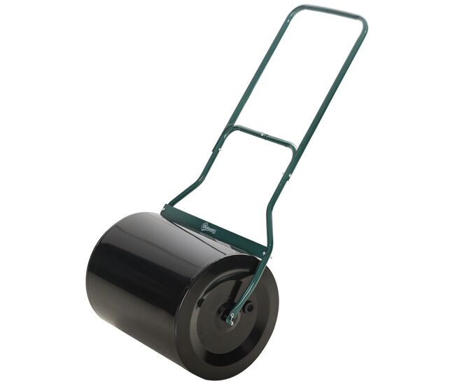 Outsunny apisonadora de césped para jardín rodillo para césped con capacidad de 60l rellenable con arena o agua diámetro de 50cm