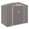 Outsunny Abrigo de Jardim 213x130x185cm Abrigo de Jardim Metálico de Exterior para Armazenamento de Ferramentas com 2 Portas Deslizantes e 4 Janelas para Terraço Cinza Claro