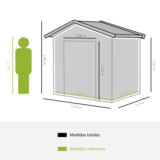 Outsunny Abrigo de Jardim 213x130x185cm Abrigo de Jardim Metálico de Exterior para Armazenamento de Ferramentas com 2 Portas Deslizantes e 4 Janelas para Terraço Cinza Claro Outsunny Abrigo de Jardim 213x130x185cm Abrigo de Jardim Metálico de Exterior para Armazenamento de Ferramentas com 2 Portas Deslizantes e 4 Janelas para Terraço Cinza Claro