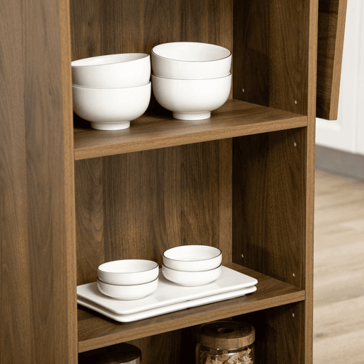HOMCOM Mesa de Bar Extensível Mesa de Bistrô com 3 Prateleiras de Armazenamento e Estrutura de Metal para Cozinha Sala de Jantar 120x76x91,4cm Marrom
