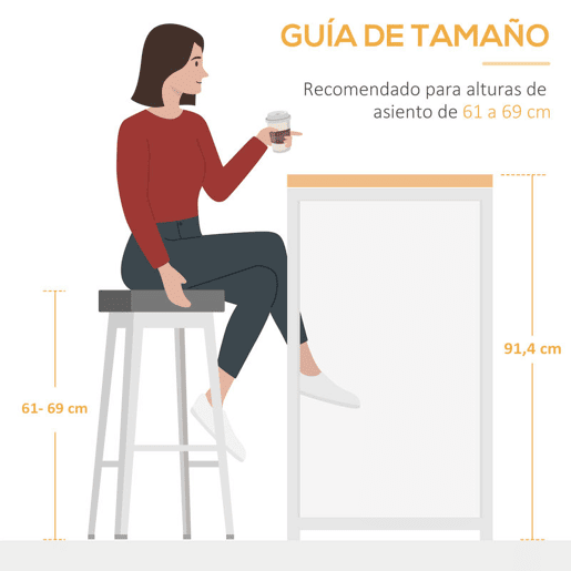 HOMCOM Mesa de Bar Extensível Mesa de Bistrô com 3 Prateleiras de Armazenamento e Estrutura de Metal para Cozinha Sala de Jantar 120x76x91,4cm Marrom