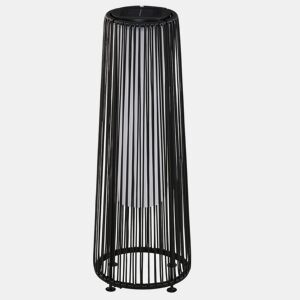 Outsunny Lanterna de Jardim em Vime Sintético Lâmpada Solar para Exterior com Luzes LED Ligar e Desligar Automático Resistente à Água para Terraço Varanda Pátio Ø21,5x61 cm, Preto