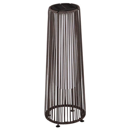 Outsunny Lanterna de Jardim de Vime Sintético Lâmpada Solar Exterior com Luzes LED Acendimento Automático à Prova de Água para Terraço Varanda Pátio Ø21,5x61 cm, Castanho