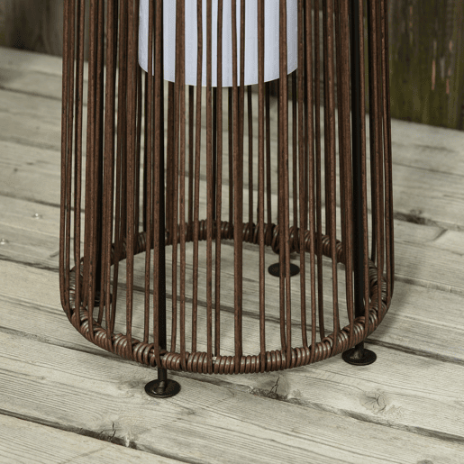 Outsunny Lanterna de Jardim de Vime Sintético Lâmpada Solar Exterior com Luzes LED Acendimento Automático à Prova de Água para Terraço Varanda Pátio Ø21,5x61 cm, Castanho