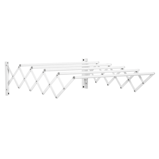 HOMCOM Estendal de Parede Extensível de 63,5cm de Metal com 5 Barras para Interior e Exterior Carga 10kg 63,5x60x20cm Branco HOMCOM Estendal de Parede Extensível de 63,5cm de Metal com 5 Barras para Interior e Exterior Carga 10kg 63,5x60x20cm Branco