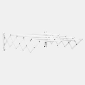 HOMCOM Estendal de Parede Extensível de 63,5cm de Metal com 5 Barras para Interior e Exterior Carga 10kg 63,5x60x20cm Branco