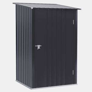 Outsunny Abrigo de Jardim 0,92 m² 100x103x160cm Abrigo Exterior de Aço Galvanizado com Porta Fechadura e Teto Inclinado para Armazenamento de Ferramentas Cinza Escuro