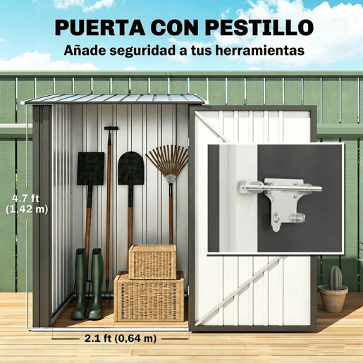 Outsunny Abrigo de Jardim 0,92 m² 100x103x160cm Abrigo Exterior de Aço Galvanizado com Porta Fechadura e Teto Inclinado para Armazenamento de Ferramentas Cinza Escuro