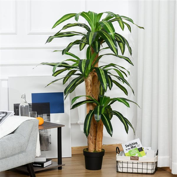 Planta Dracaena Artificial PE, PP, Cemento Outsunny