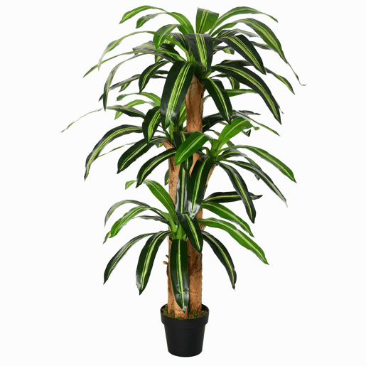 Outsunny Planta Artificial Decorativa Dracaena com Pote Árvore Sintética 66 Folhas para Jardim Varanda Escritório Sala Ø20x160 cm Verde