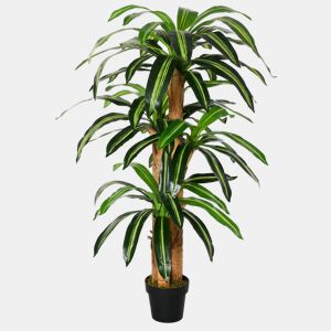 Outsunny Planta Artificial Decorativa Dracaena com Pote Árvore Sintética 66 Folhas para Jardim Varanda Escritório Sala Ø20x160 cm Verde