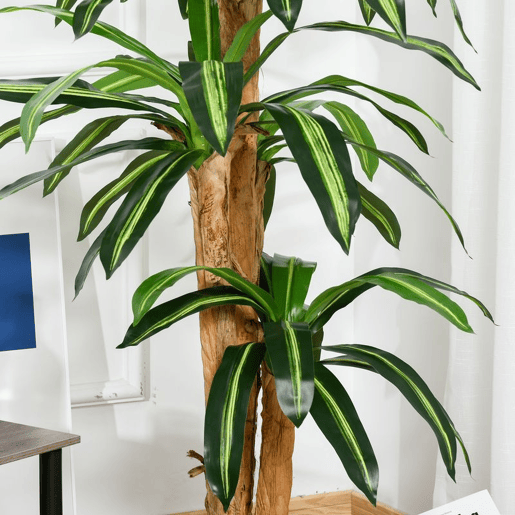 Outsunny Planta Artificial Decorativa Dracaena com Pote Árvore Sintética 66 Folhas para Jardim Varanda Escritório Sala Ø20x160 cm Verde