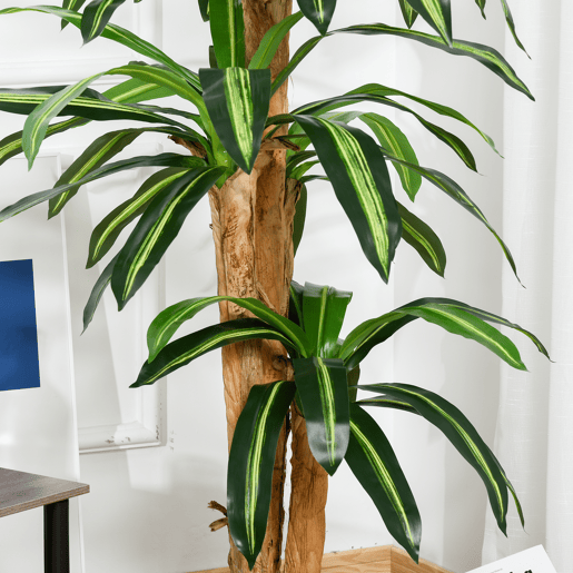 Outsunny Planta Artificial Decorativa Dracaena com Pote Árvore Sintética 66 Folhas para Jardim Varanda Escritório Sala Ø20x160 cm Verde