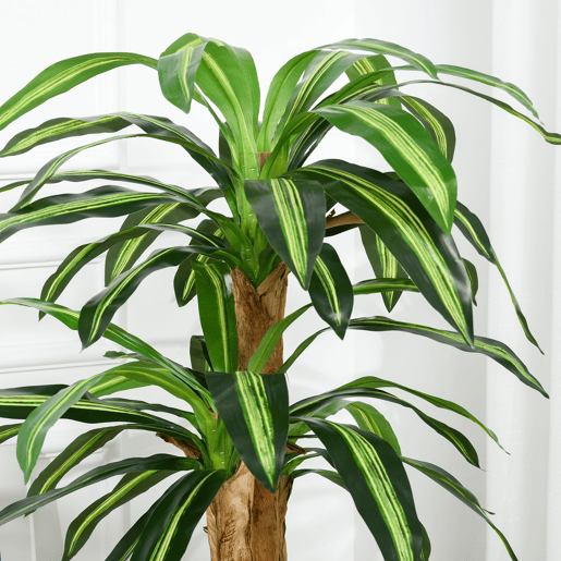 Outsunny Planta Artificial Decorativa Dracaena com Pote Árvore Sintética 66 Folhas para Jardim Varanda Escritório Sala Ø20x160 cm Verde