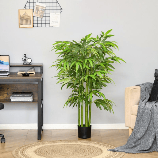 HOMCOM Bambú Artificial 140cm com Vaso Planta Artificial para Interior e Exterior Decoração de Casa Escritório Verde HOMCOM Bambú Artificial 140cm com Vaso Planta Artificial para Interior e Exterior Decoração de Casa Escritório Verde