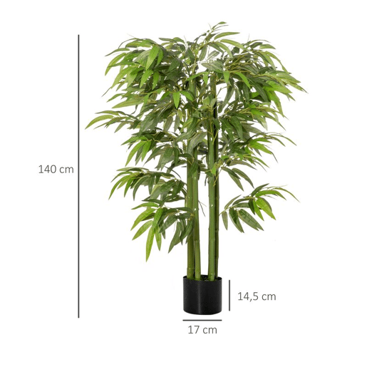 HOMCOM Bambú Artificial 140cm com Vaso Planta Artificial para Interior e Exterior Decoração de Casa Escritório Verde HOMCOM Bambú Artificial 140cm com Vaso Planta Artificial para Interior e Exterior Decoração de Casa Escritório Verde