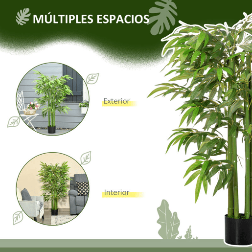 HOMCOM Bambú Artificial 140cm com Vaso Planta Artificial para Interior e Exterior Decoração de Casa Escritório Verde HOMCOM Bambú Artificial 140cm com Vaso Planta Artificial para Interior e Exterior Decoração de Casa Escritório Verde