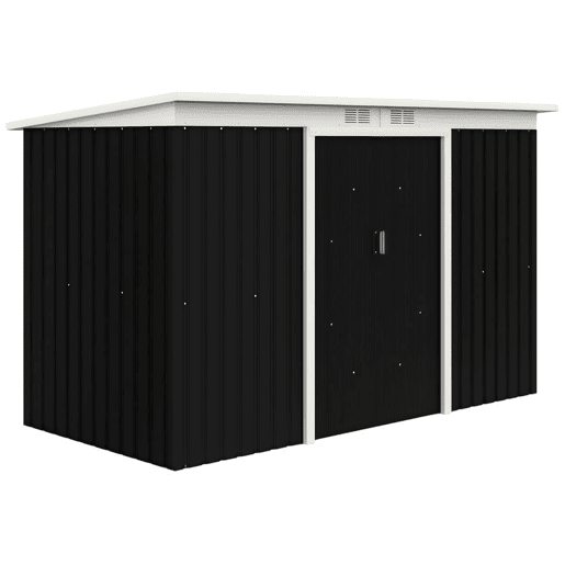 Outsunny Abrigo de Jardim 280x130x172cm Abrigo de Exterior de Aço Galvanizado com Porta Corredeira e Ventilações para Armazenamento de Ferramentas Cinza Escuro