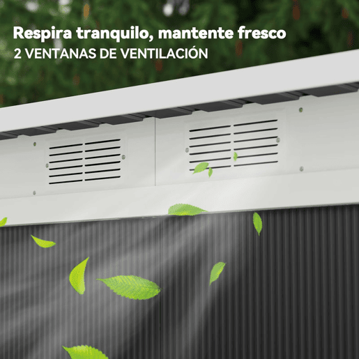 Outsunny Abrigo de Jardim 280x130x172cm Abrigo de Exterior de Aço Galvanizado com Porta Corredeira e Ventilações para Armazenamento de Ferramentas Cinza Escuro
