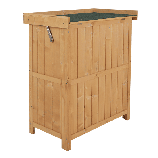 Outsunny Armário de Jardim de Madeira 74x43x88 cm Armário de Exterior para Armazenamento de Ferramentas e Lenhas com 2 Portas e Teto Asfaltico Madeira