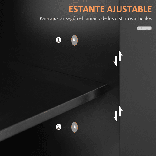 HOMCOM Carrinho de Cozinha com Armário Portas e Prateleira Interior Ajustável Gaveta Barra e Suporte para Temperos Móvel Aparador Auxiliar com Rodas para Sala de Jantar 109x40x89cm Preto
