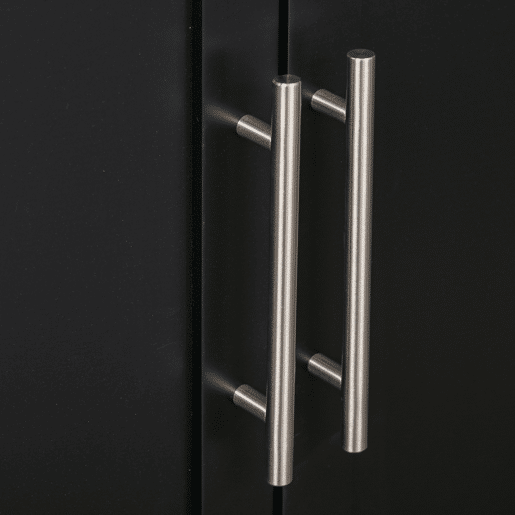 HOMCOM Carrinho de Cozinha com Armário Portas e Prateleira Interior Ajustável Gaveta Barra e Suporte para Temperos Móvel Aparador Auxiliar com Rodas para Sala de Jantar 109x40x89cm Preto