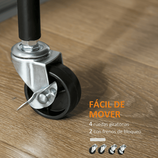 HOMCOM Carrinho de Cozinha com Rodas Carrinho de Cozinha Multiuso com Suporte para Garrafas Cesta Removível e 4 Ganchos para Sala de Jantar Sala de Estar 60,5x35,5x75cm Preto e Carvalho