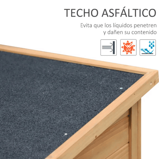Outsunny Armário de Armazenamento de Madeira para Jardim com 2 Prateleiras Interiores 2 Portas e Teto Inclinado para Exterior Terraço 87x46,5x96,5cm Natural