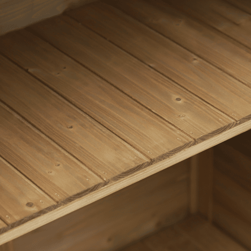 Outsunny Armário de Armazenamento de Madeira para Jardim com 2 Prateleiras Interiores 2 Portas e Teto Inclinado para Exterior Terraço 87x46,5x96,5cm Natural