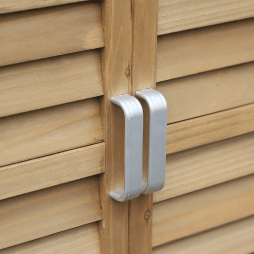 Outsunny Armário de Armazenamento de Madeira para Jardim com 2 Prateleiras Interiores 2 Portas e Teto Inclinado para Exterior Terraço 87x46,5x96,5cm Natural