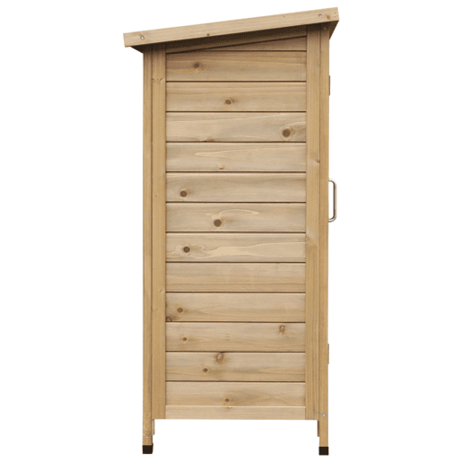 Outsunny Armário de Armazenamento de Madeira para Jardim com 2 Prateleiras Interiores 2 Portas e Teto Inclinado para Exterior Terraço 87x46,5x96,5cm Natural