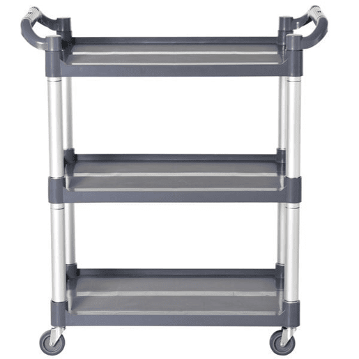 HOMCOM Carrinho Auxiliar com Rodas e Liga de Alumínio Carrinho de Cozinha com 3 Prateleiras Carrinho de Armazenamento Carga 105 kg para Sala de Jantar Casa de Banho 88x44x93 cm Cinza