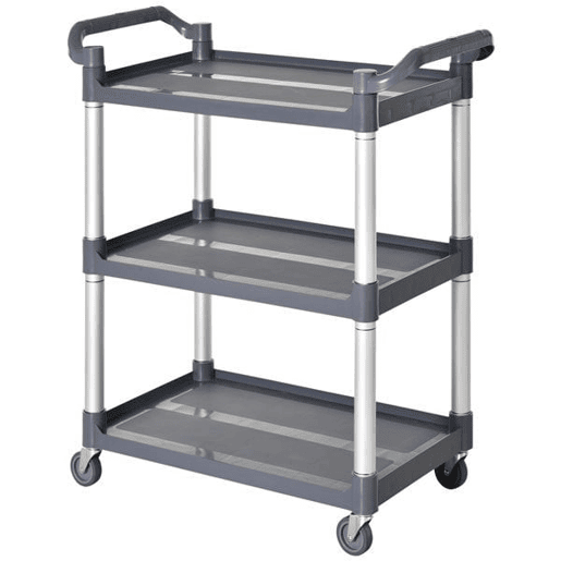 HOMCOM Carrinho Auxiliar com Rodas e Liga de Alumínio Carrinho de Cozinha com 3 Prateleiras Carrinho de Armazenamento Carga 105 kg para Sala de Jantar Casa de Banho 88x44x93 cm Cinza