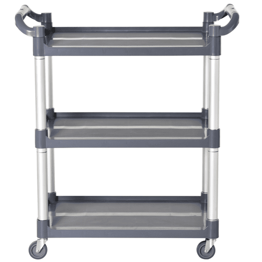 HOMCOM Carrinho Auxiliar com Rodas e Liga de Alumínio Carrinho de Cozinha com 3 Prateleiras Carrinho de Armazenamento Carga 105 kg para Sala de Jantar Casa de Banho 88x44x93 cm Cinza