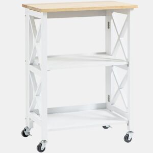 HOMCOM Carrinho de Cozinha Dobrável Carrinho de Serviço com Rodas e Prateleiras de 2 Níveis 60x40x84cm Branco