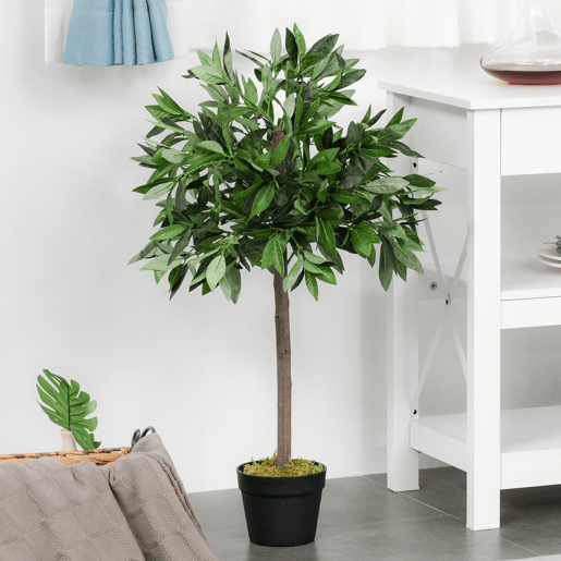 Outsunny 2 plantas artificiais de 90 cm de altura árvore de Laurel com vaso para sala de estar exterior Verde