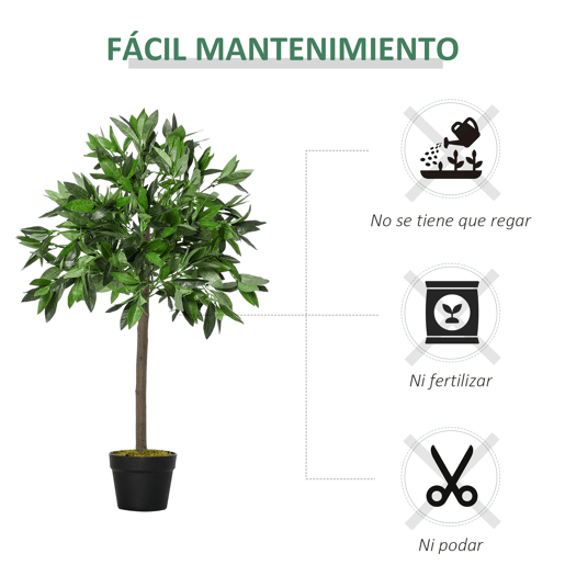 Outsunny 2 plantas artificiais de 90 cm de altura árvore de Laurel com vaso para sala de estar exterior Verde