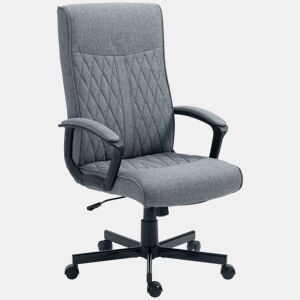 Vinsetto Cadeira de Escritório Giratória 360° Cadeira de Escritório com Encosto Alto Altura Ajustável e Função de Inclinação para Escritório Carga 120kg 65x65x102-112,5cm Cinza Escuro