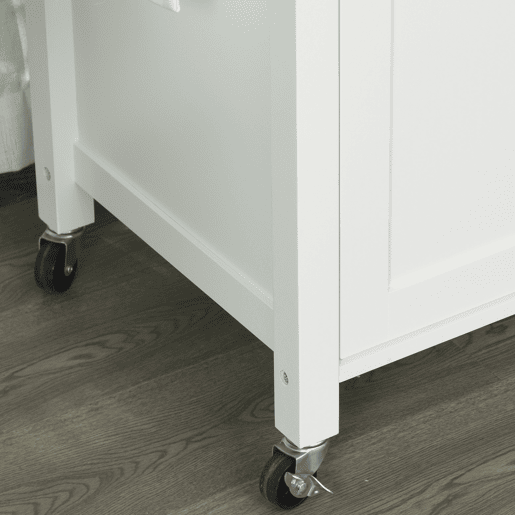 HOMCOM Carrinho de Cozinha com Rodas Móvel Auxiliar de Cozinha com 1 Gaveta 2 Portas 3 Prateleiras Abertas e Barra Lateral para Sala de Jantar 107,5x48x89cm Branco