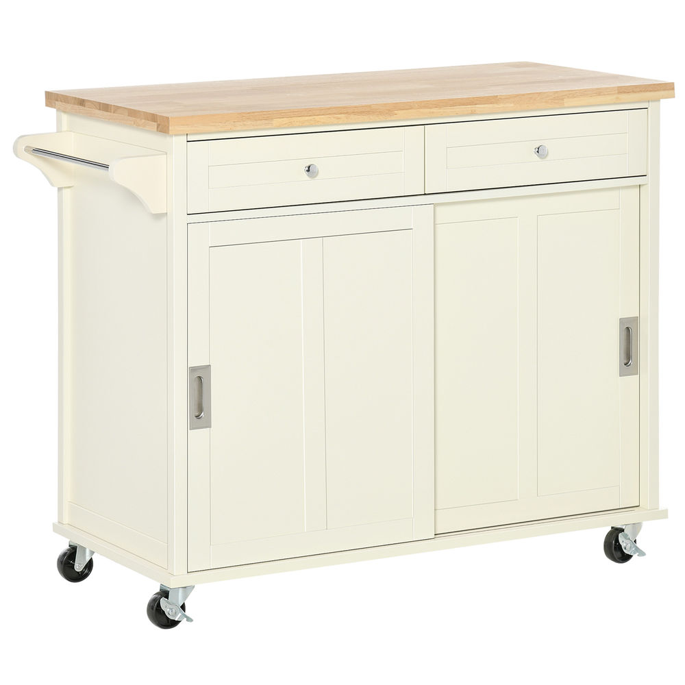Carrito de Cocina Madera de Caucho, MDF HOMCOM, hogar - cocina