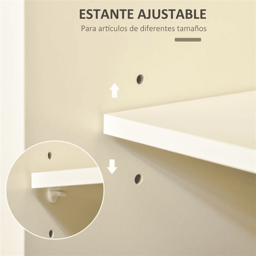 HOMCOM Carrinho de Cozinha com 2 Armários Porta Corredeira 2 Gavetas e Barra para Panos Móvel Aparador com Rodas para Sala de Jantar 110x49,5x89,5cm Creme