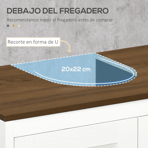 kleankin Móvel para Lavatório Pousar Armário para Casa de Banho de Madeira com 2 Portas e Prateleira Ajustável Estilo Moderno 60x30x60cm Branco Envelhecido e Madeira