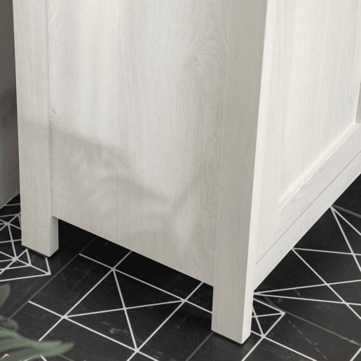 kleankin Móvel para Lavatório Pousar Armário para Casa de Banho de Madeira com 2 Portas e Prateleira Ajustável Estilo Moderno 60x30x60cm Branco Envelhecido e Madeira