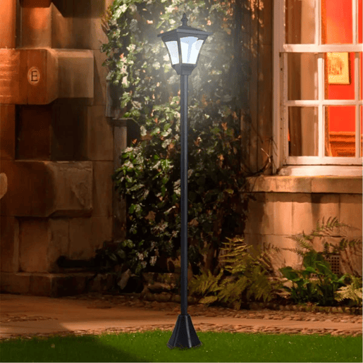 Outsunny Candeeiro Solar de Jardim com Proteção IP44 Luzes LED para Exterior Pátio Varanda 15x15x120 cm Preto