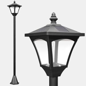 Outsunny Candeeiro Solar de Jardim com Proteção IP44 Luzes LED para Exterior Pátio Varanda 15x15x120 cm Preto