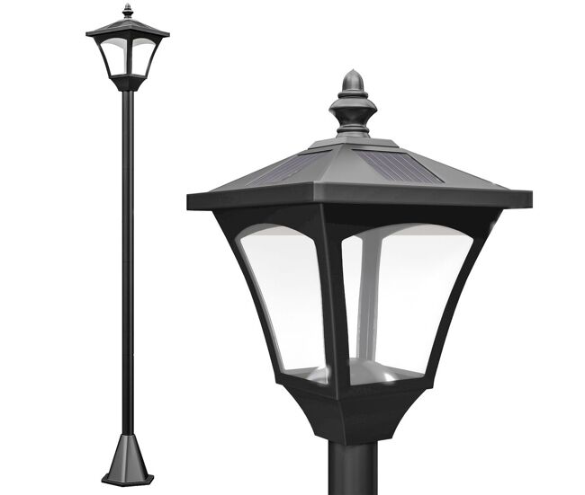 Outsunny farola solar exterior luz solar exterior jardín lámpara de pie con apagado automático ip44 para exteriores patio terraza 15x15x120 cm negro