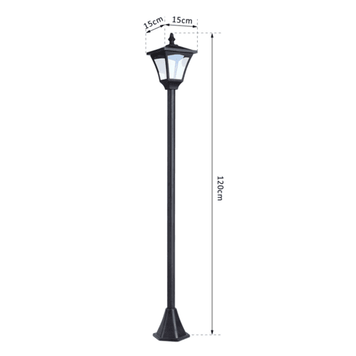 Outsunny Candeeiro Solar de Jardim com Proteção IP44 Luzes LED para Exterior Pátio Varanda 15x15x120 cm Preto