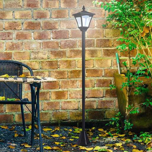 Outsunny Candeeiro Solar de Jardim com Proteção IP44 Luzes LED para Exterior Pátio Varanda 15x15x120 cm Preto