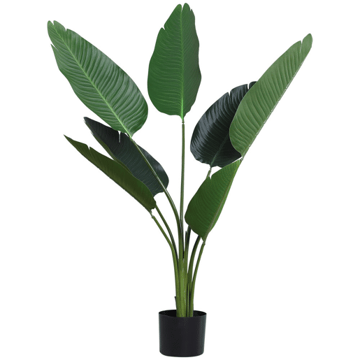 Outsunny Planta Artificial de Decoração Planta Palmeira Artificial com Vaso 7 Folhas para Exterior e Interior Ø15x120cm Verde